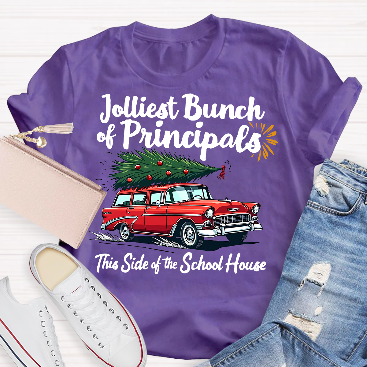 Jolliest Bunch Of Principals This Side Of The School House Christmas T-shirt
