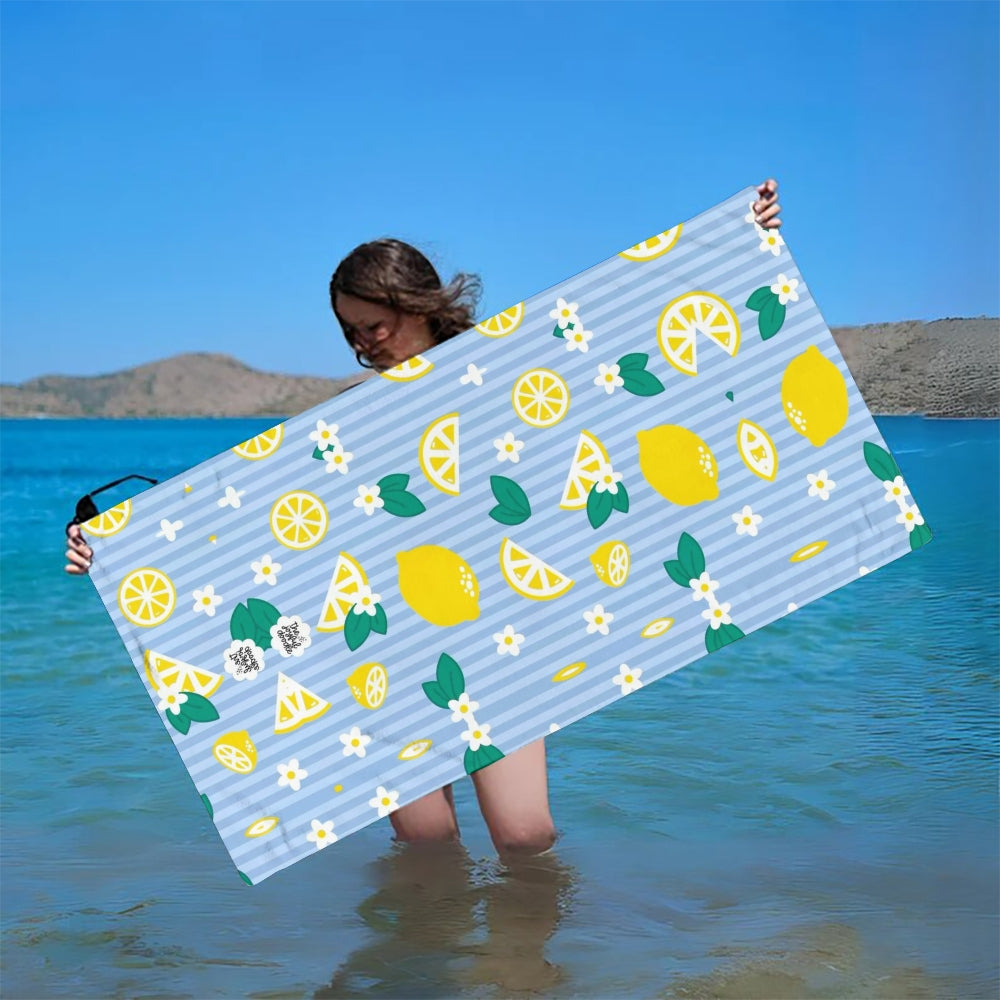 Blue Strip Lemon Summer Beach Towel