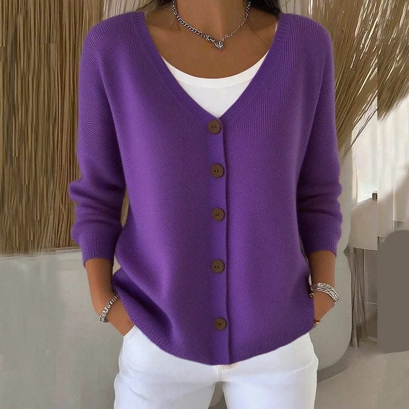 Solid Color Knit Button Cardigan Sweater