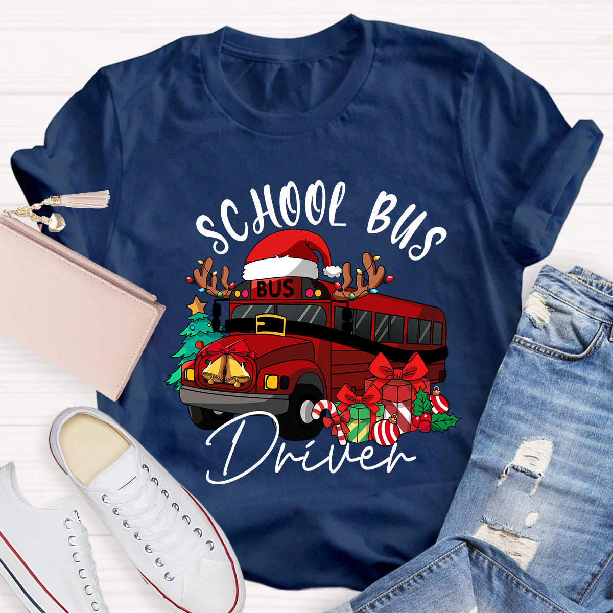 School Bus Driver Christmas School Bus Christmas Vibes T-shirt