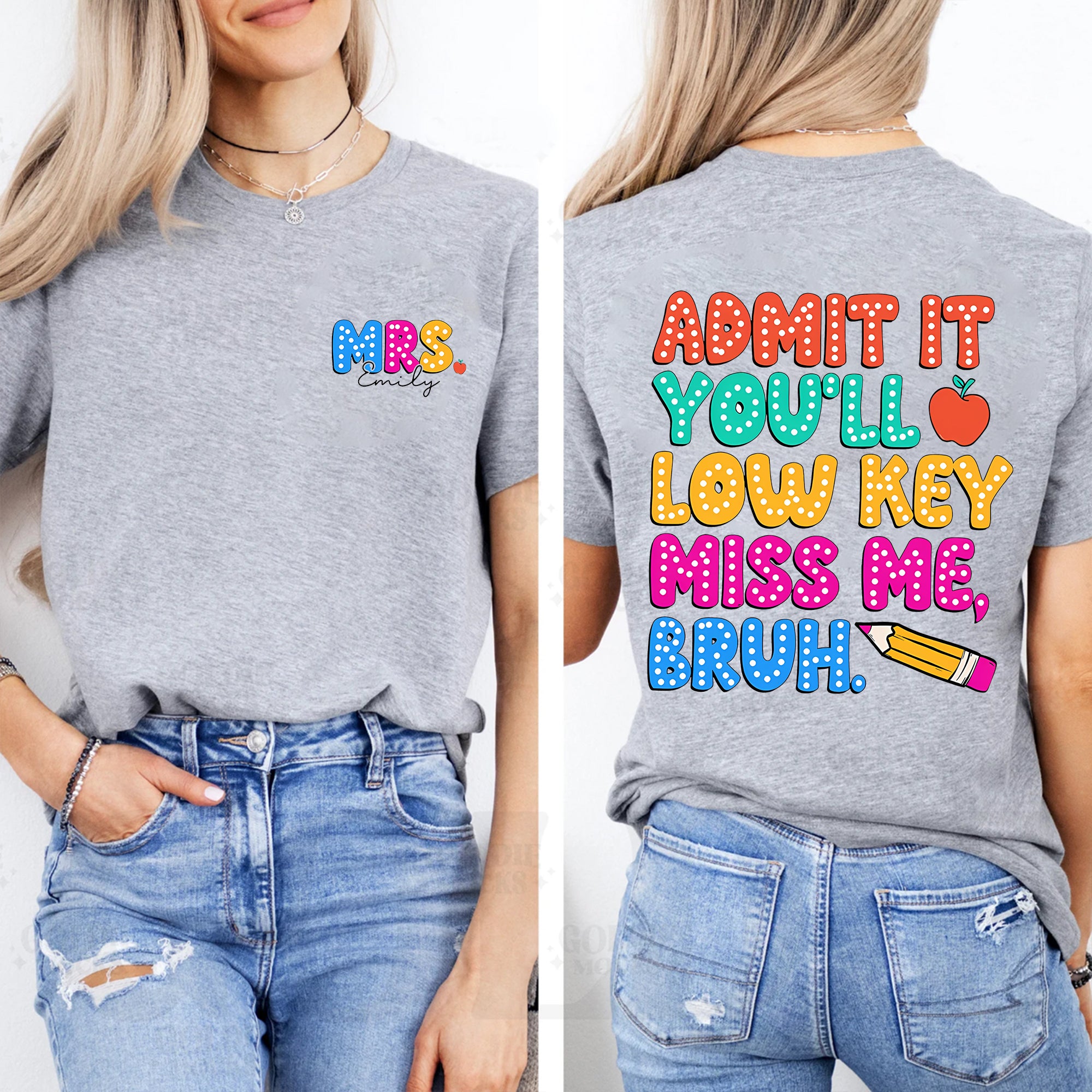 Personalized Name Admit It You'Ll Low Key Miss Me Bruh Double Printed T-shirt