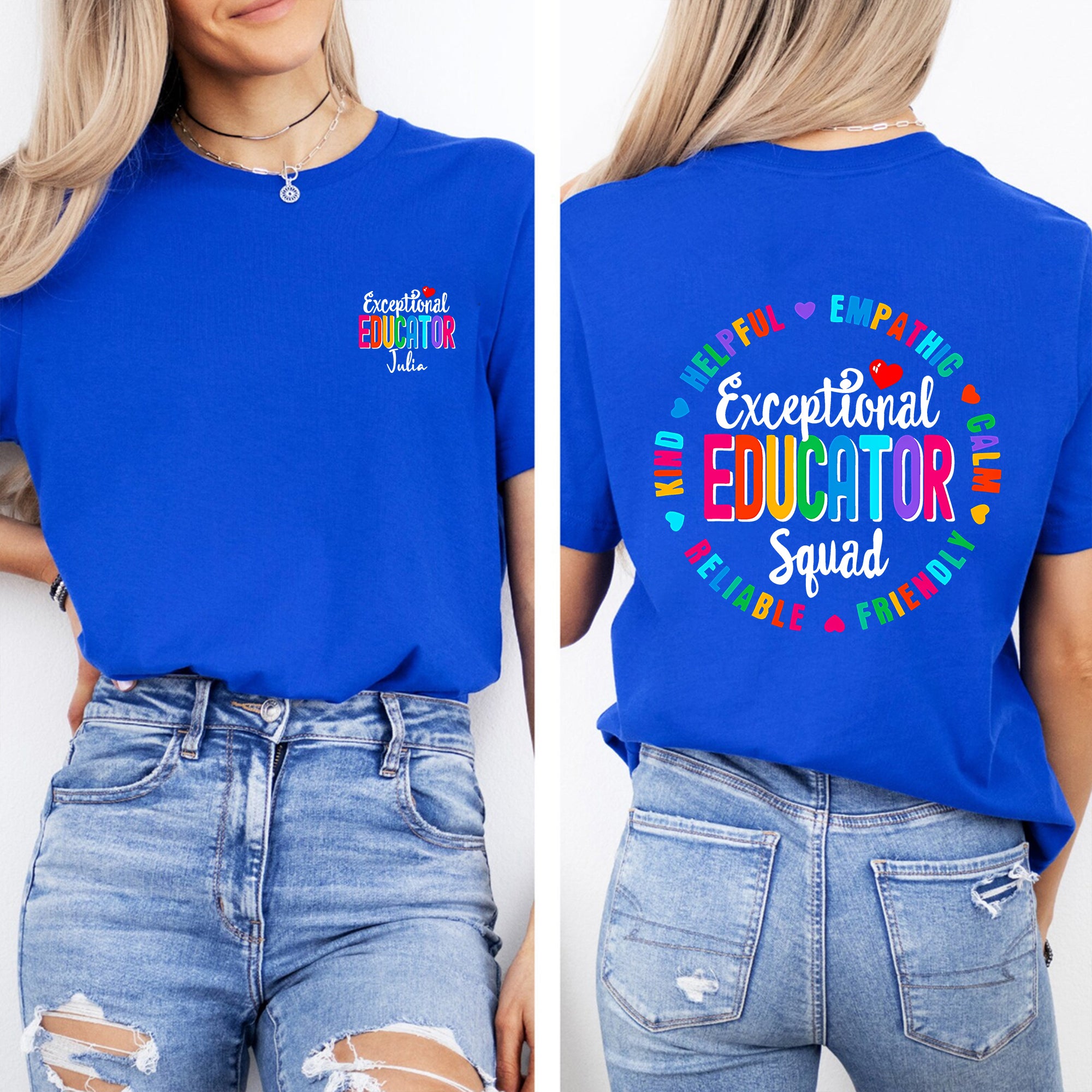Personalized Name Exceptional Educator Squad Helpful Empathy Double Printed T-shirt