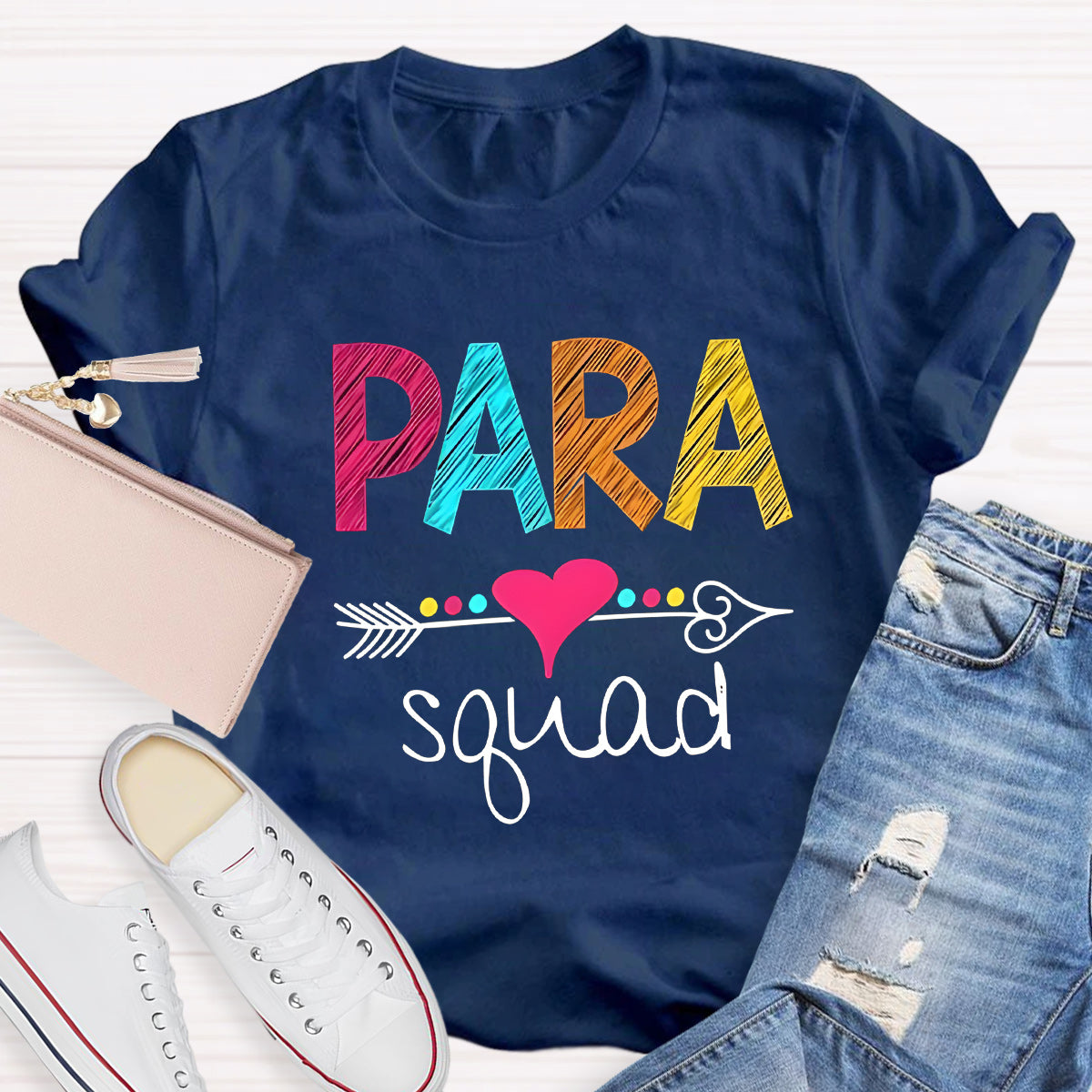 Para Squad Pink Heart Teacher T-Shirt