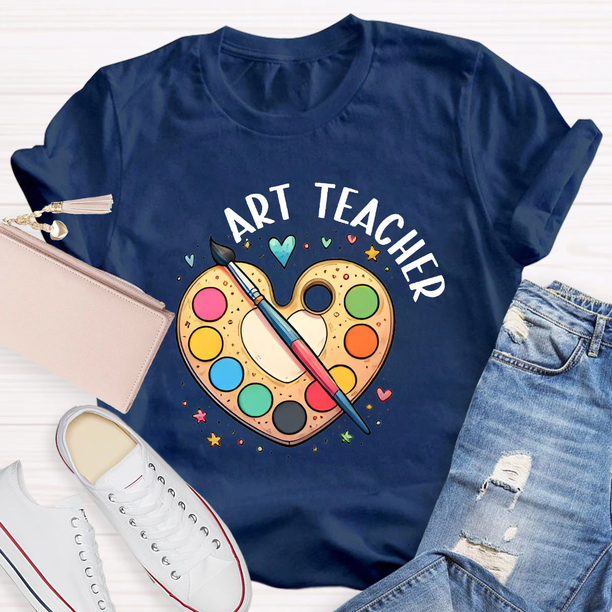 Art Teacher Heart Teacher T-Shirt