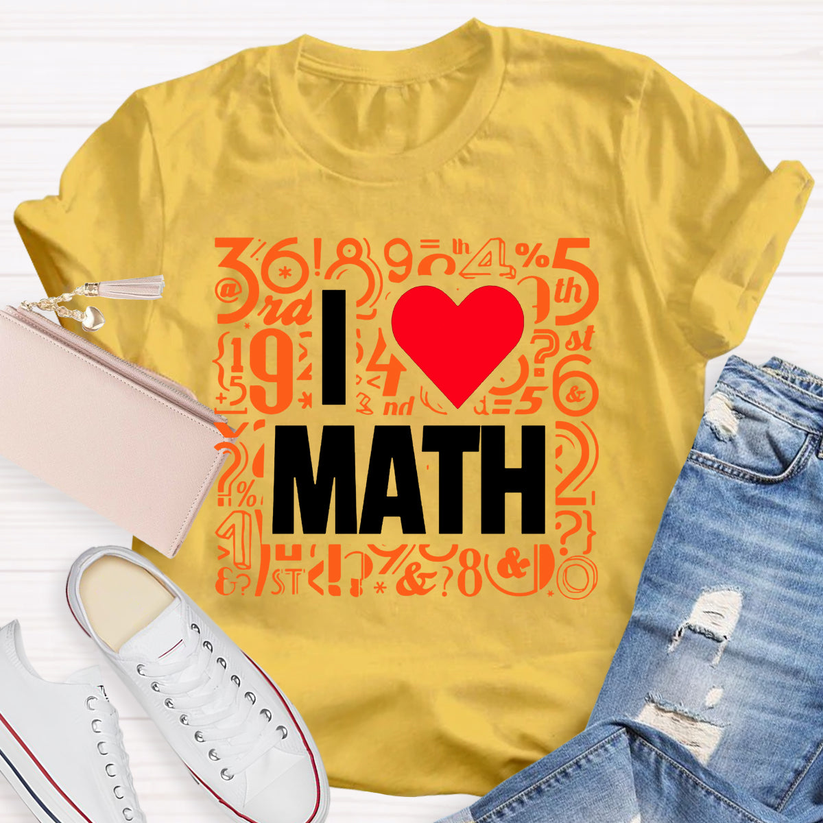 I Love Math Numbers And Hearts Math Teacher T-shirt