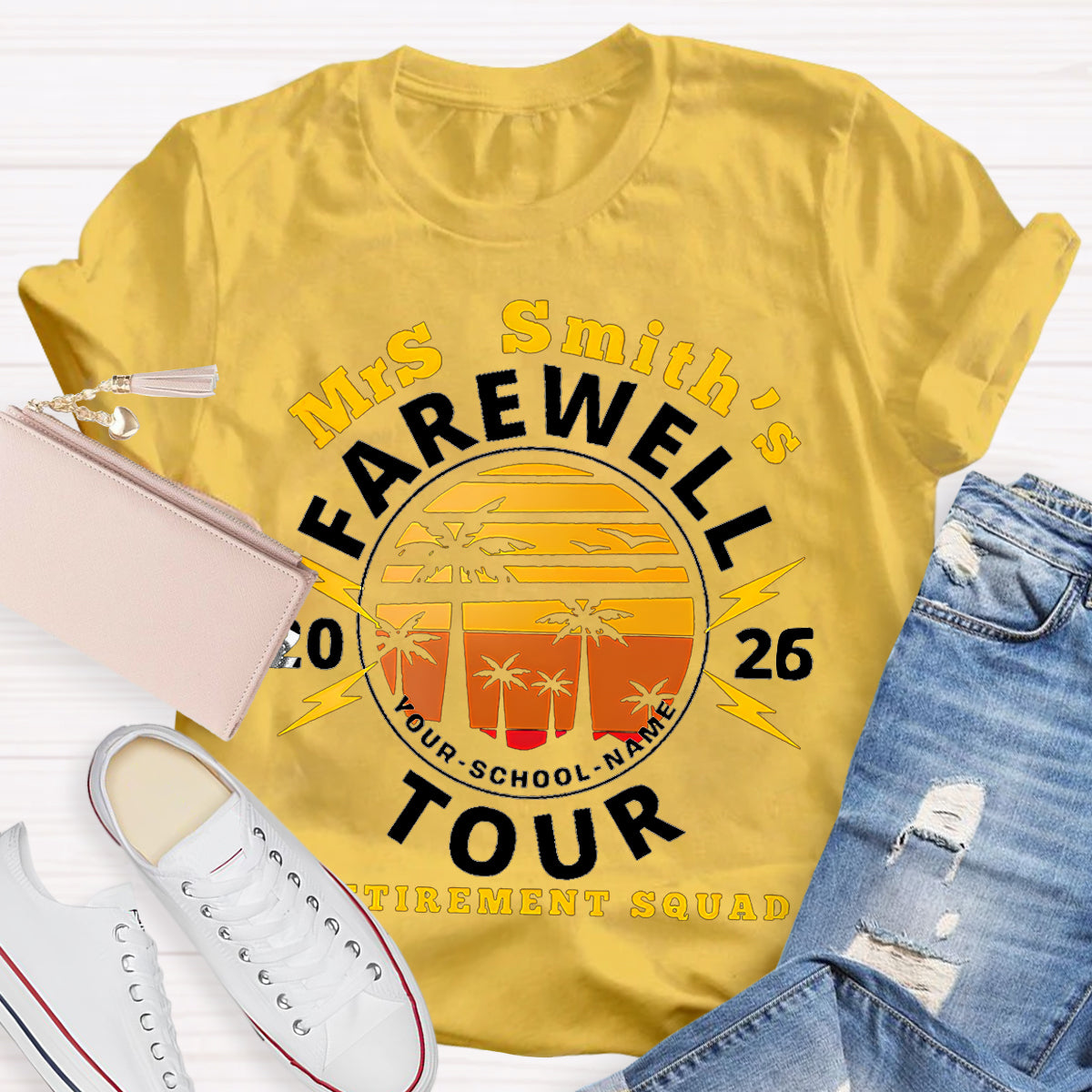 Personalized Teacher's Name And School Name Farewell Tour Retirement Squad T-Shirt