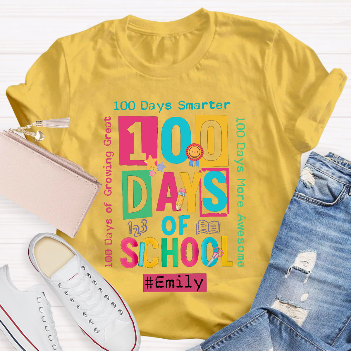 Personalized Name 100 Days Of School Smarter T-shirt