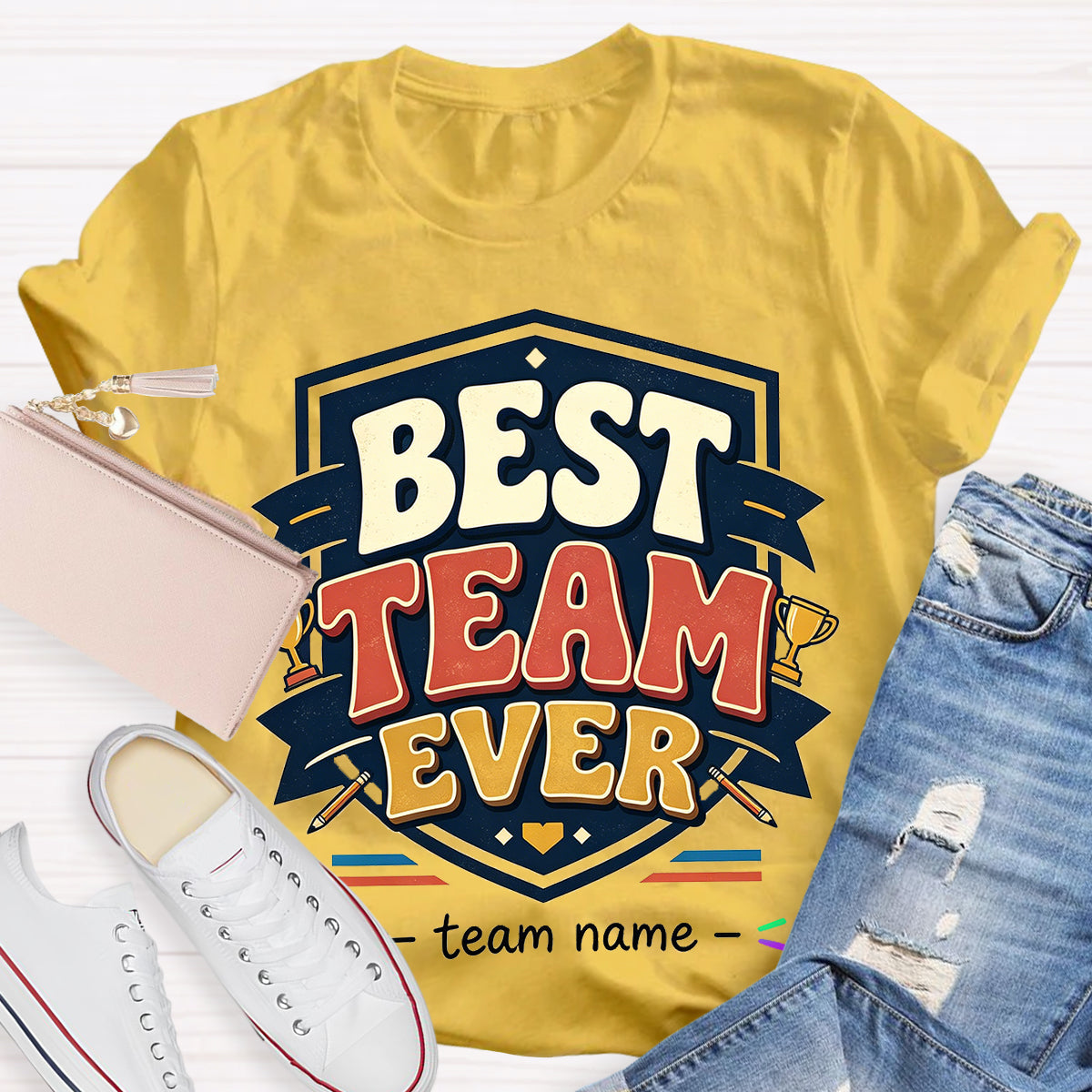 Personalized Team Name Best Team Ever Championship Trophy Teacher T-Shirt