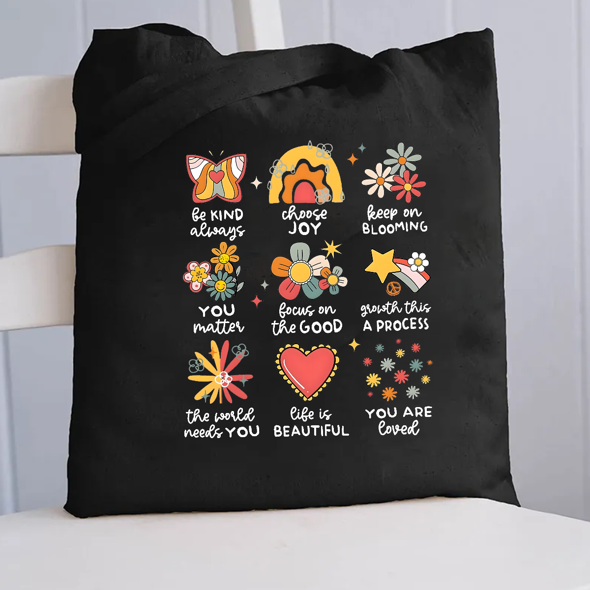 Be Kind Always Choose Joy Floral Canvas Tote Bag