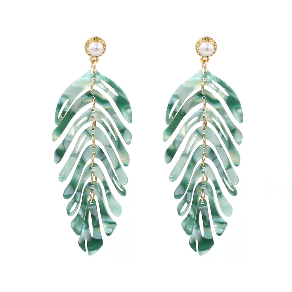 Pearl Leaves Acrylic Earrings