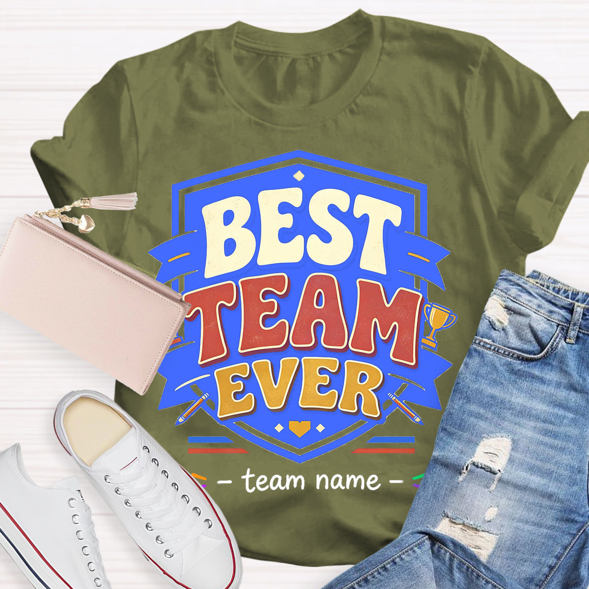 Personalized Team Name Best Team Ever Championship Trophy Teacher T-Shirt