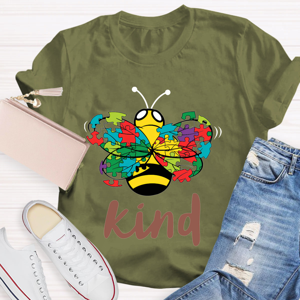 Kind Colorful Butterfly Print Special Education T-shirt