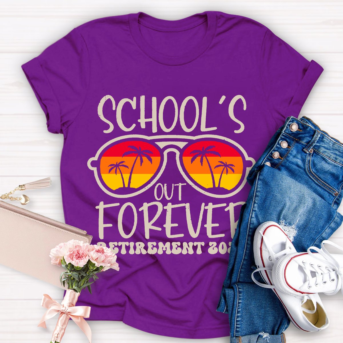 Personalized Time School's Out Forever Retirement 2024 Teacher Shirt