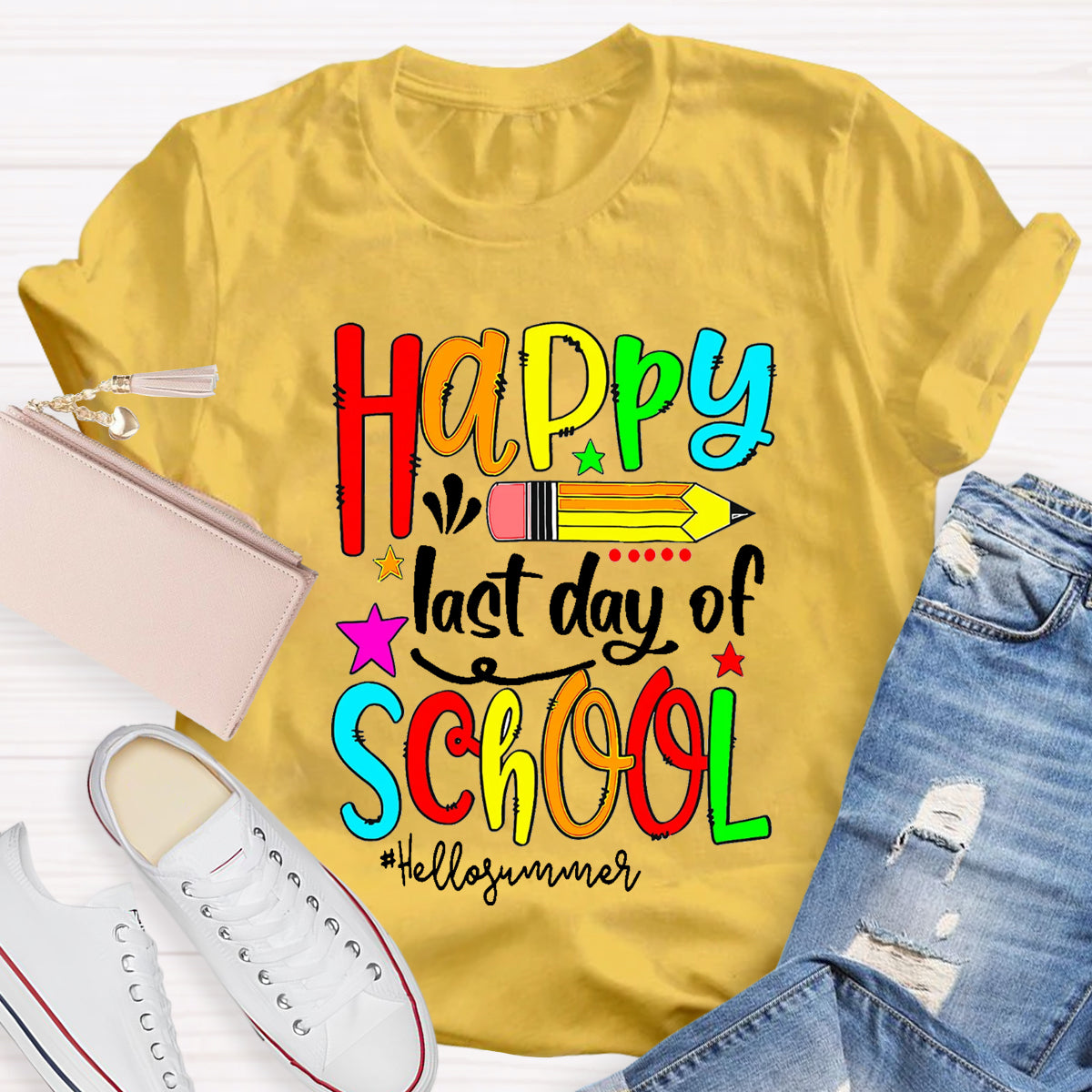 Happy Last Day Of School Hello Summer Teacher T-Shirt