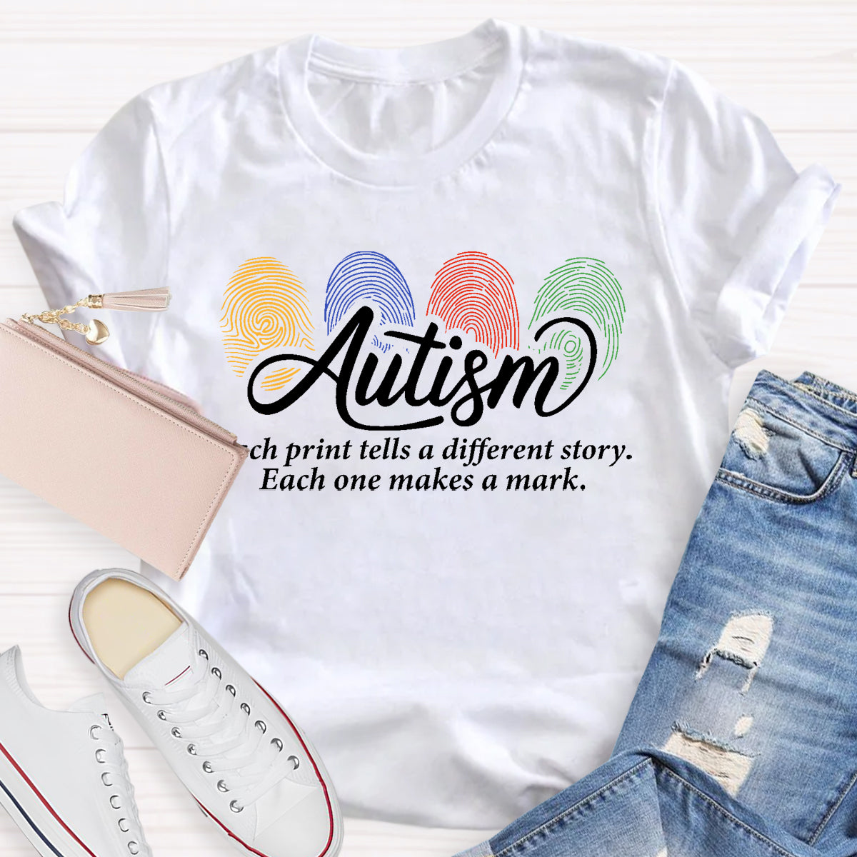 Autism Each One Makes A Mark Teacher T-Shirt