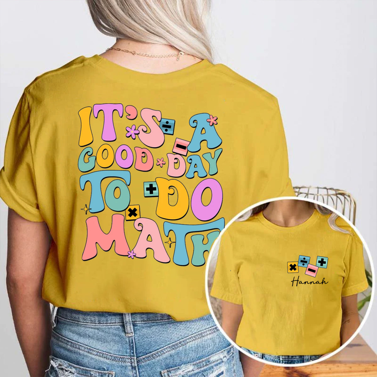 Personalized Name It's A Good Day To Do Math Double Printed T-shirt