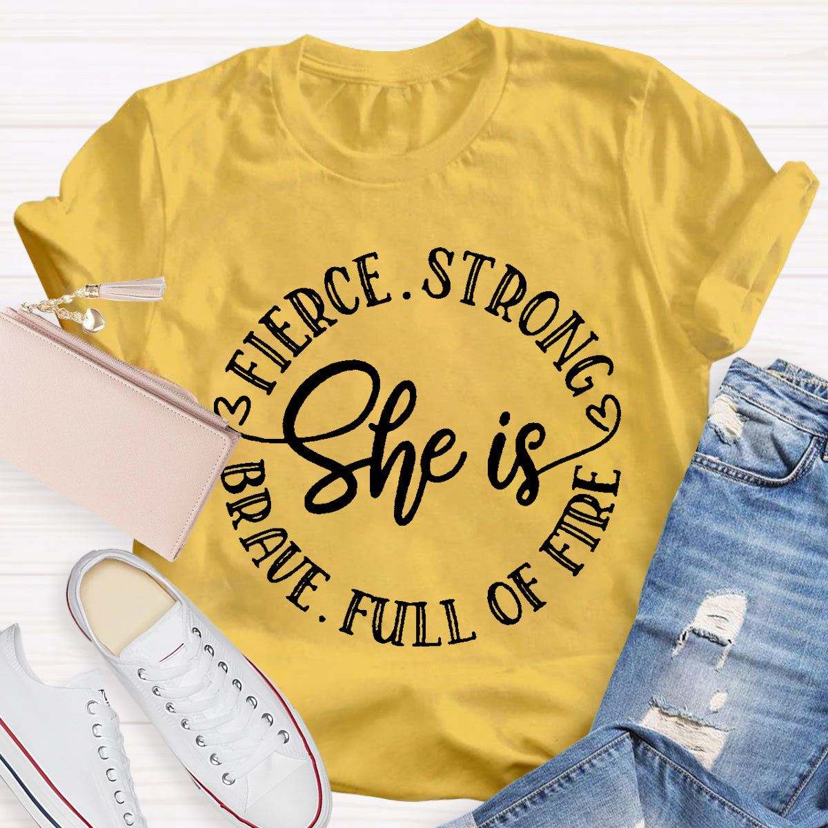 She Is Brave Full Of Fire Fierce Strong T-Shirt