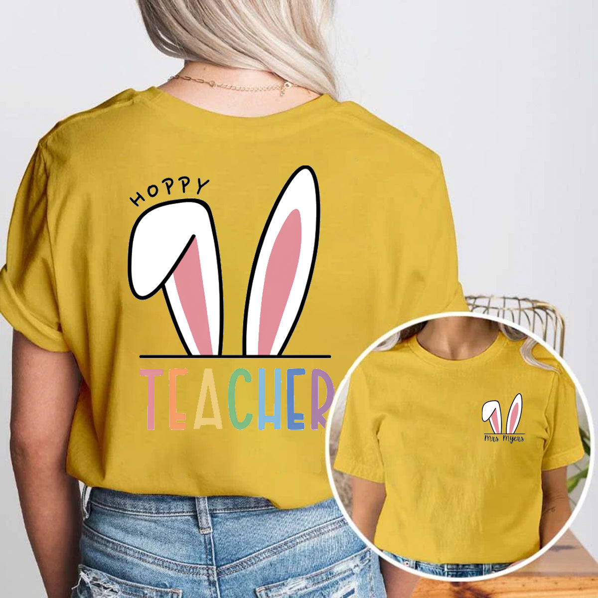 Personalized Name Easter Double Printed T-shirt