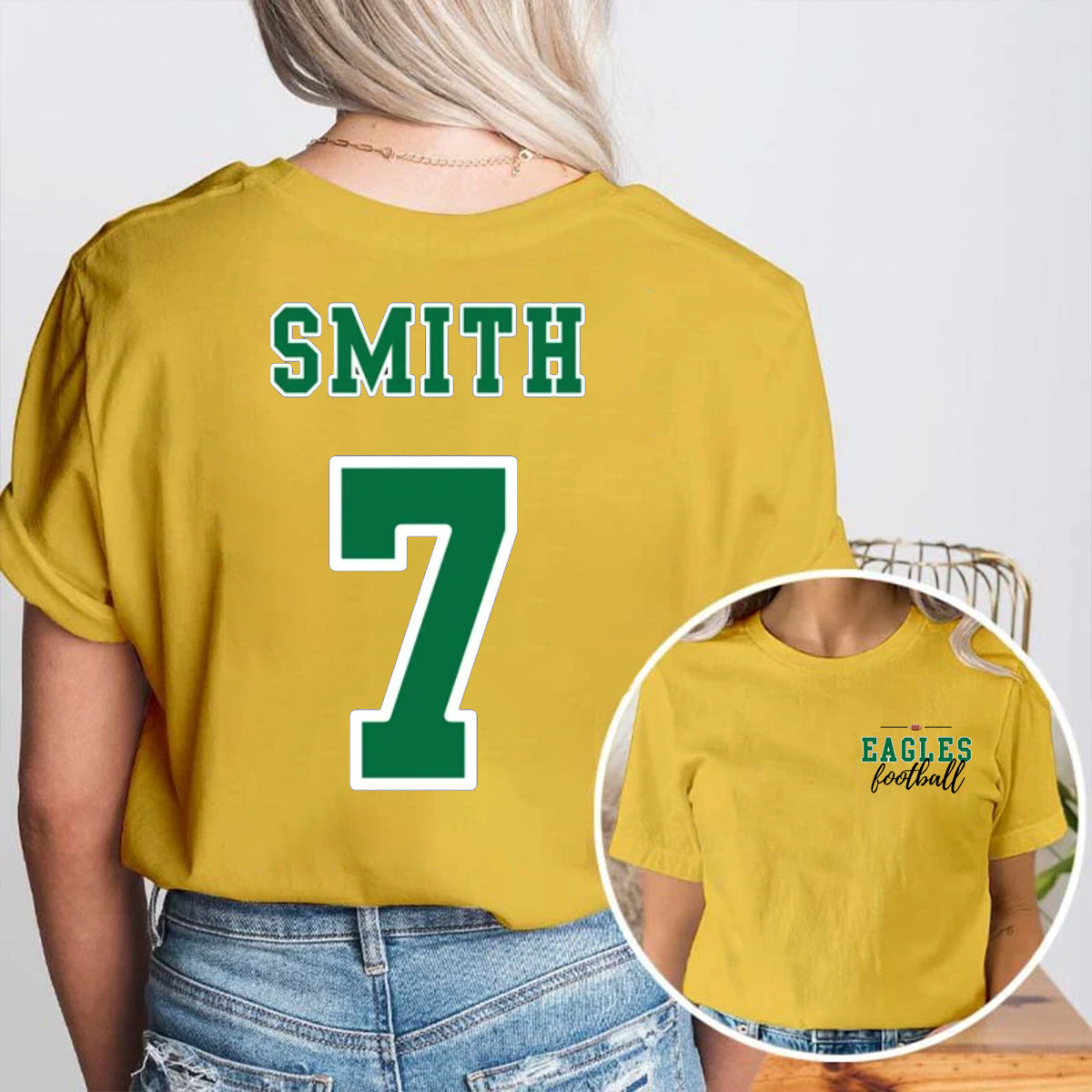 Personalized Mascot Sport Name And Number Game Day Teacher Double Printed T-Shirt