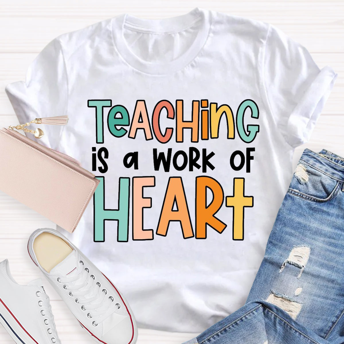 Teaching Is A Work For Heart Teacher T-Shirt
