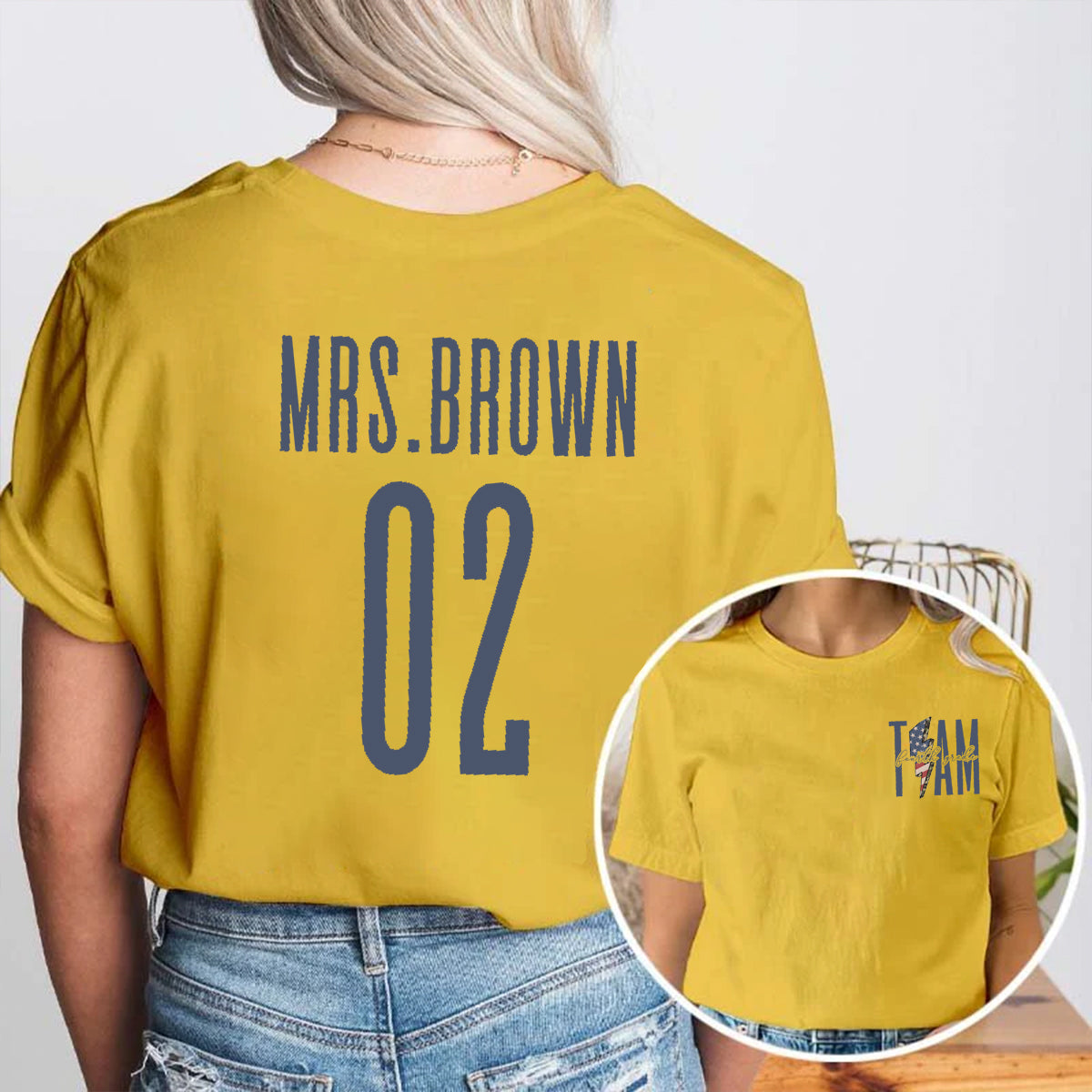 Personalized Name And Grade Dream Team Double Printed T-shirt