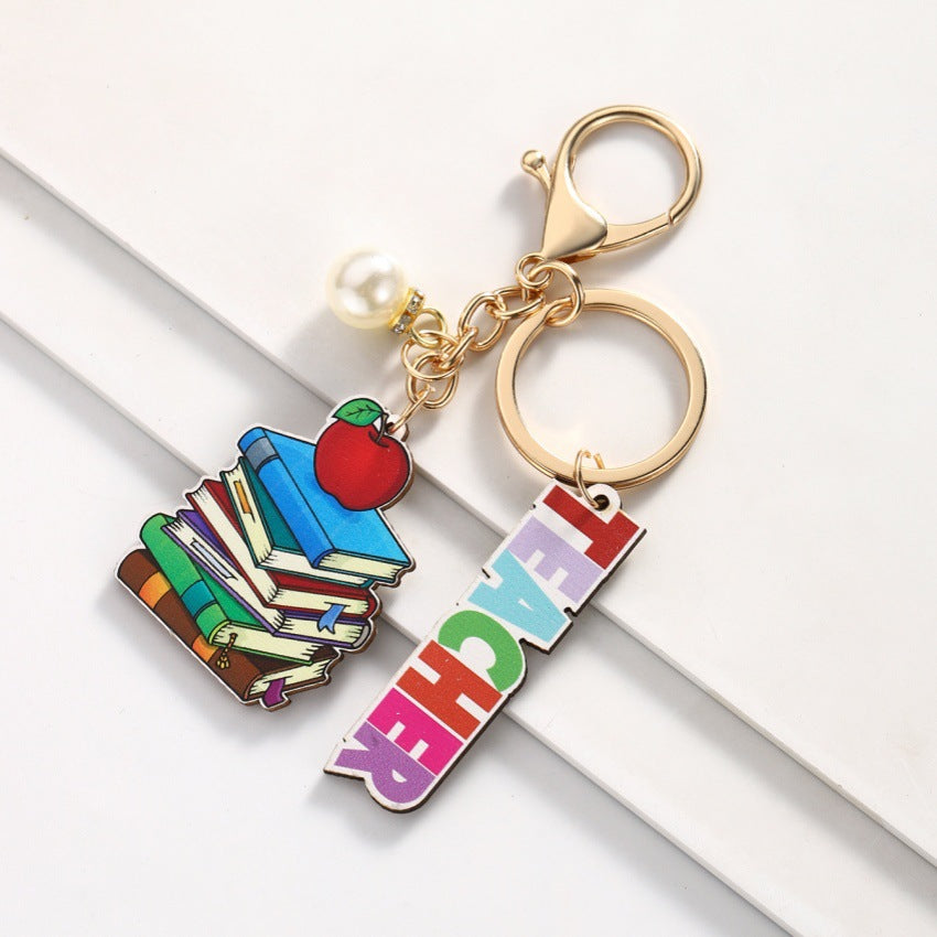 Graduation Season Best Teacher Wooden Book Keychain