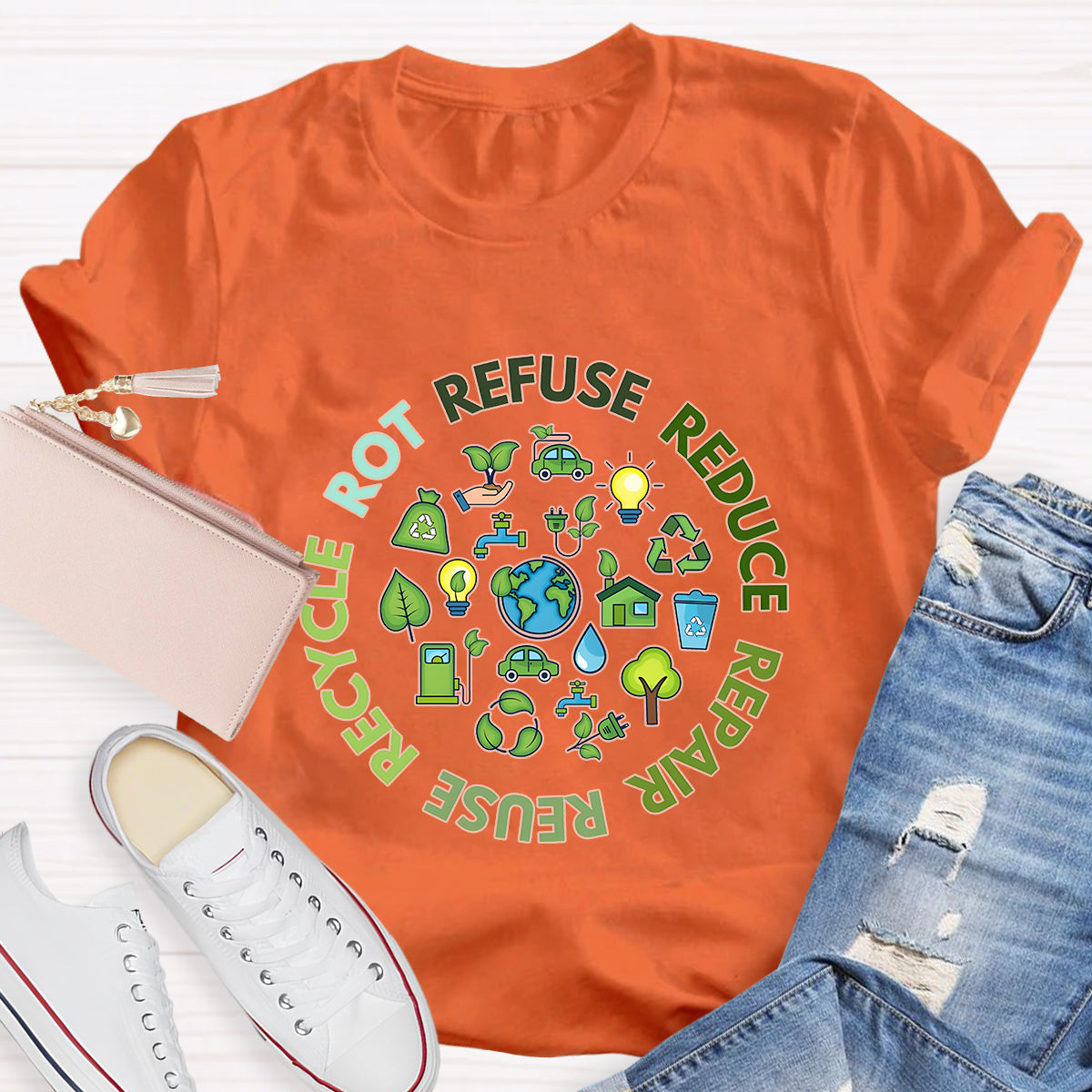 Refuse Reduce Repair Reuse Recycle Rot Earth Day T-Shirt