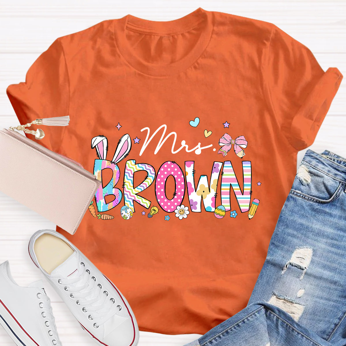 Personalized Easter Teacher Name Mrs Brown T-Shirt