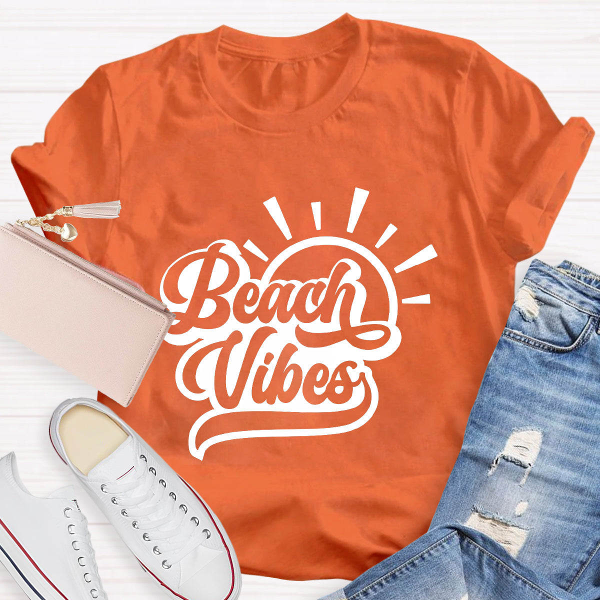 Beach Vibes Summer Break Teacher T-Shirt