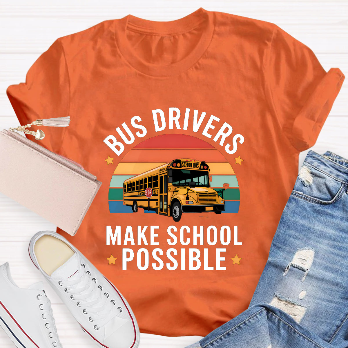 Bus Drivers Make School Possible Teacher T-Shirt