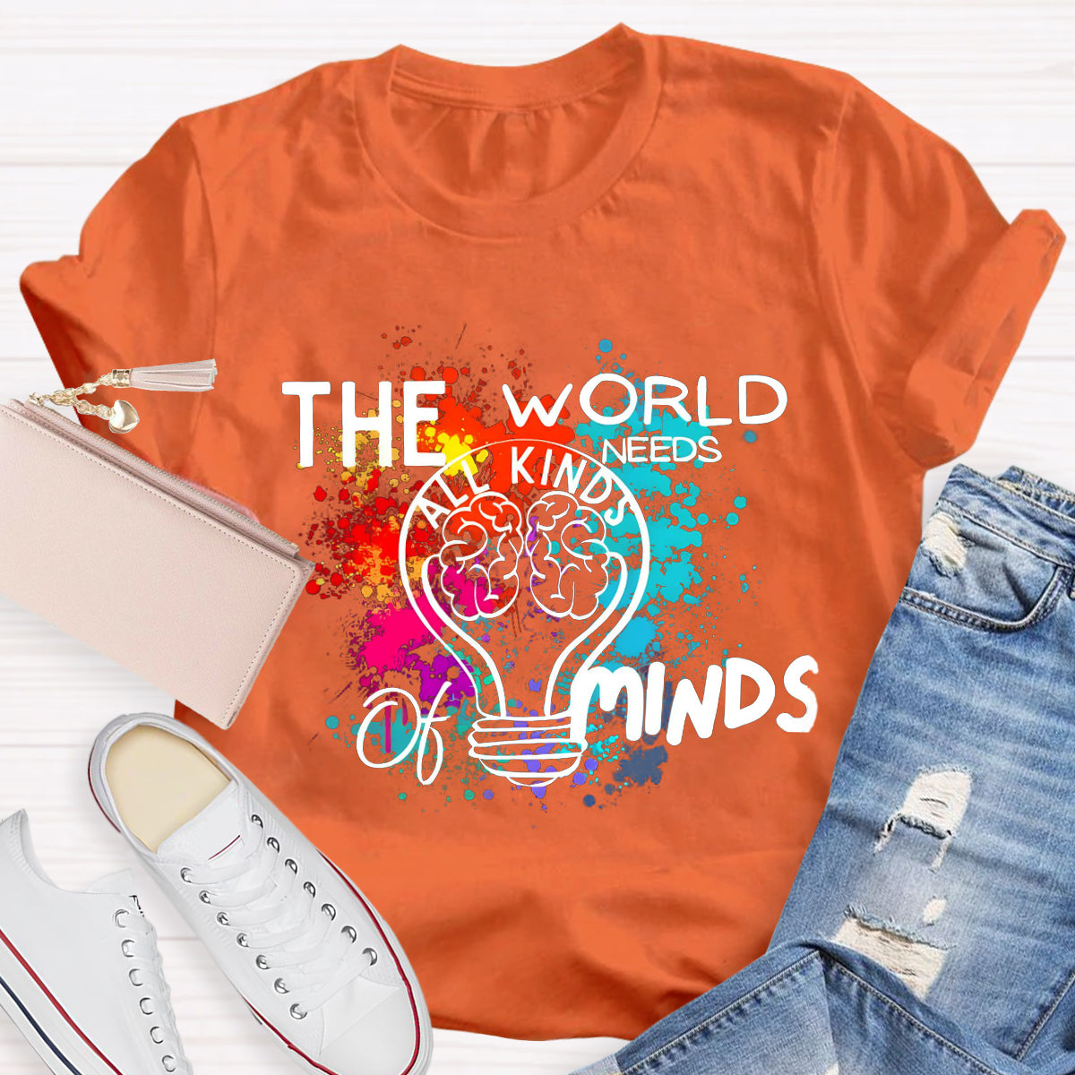 The World Needs All Kinds Of Minds Colorful Brain T-Shirt