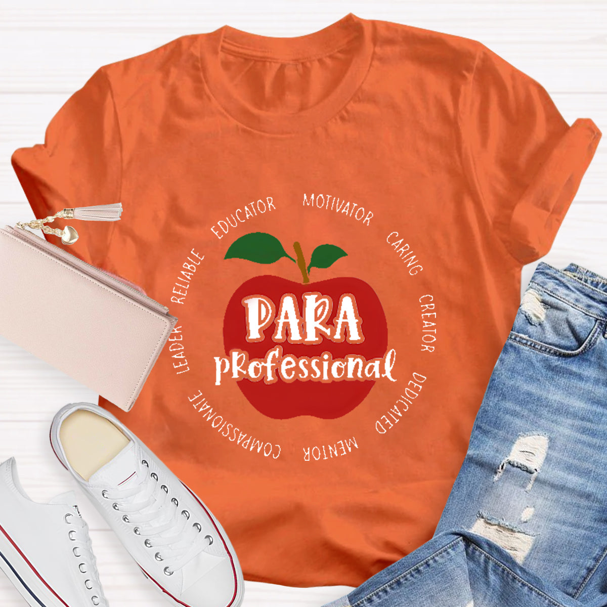 Para Paraprofessional Educator Motivator Red Apple Teacher T-Shirt