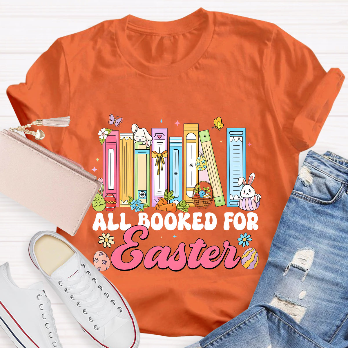 All Booked for Easter Teacher T-Shirt