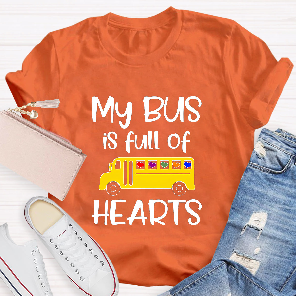 My Bus Is Full Of Hearts Teacher T-Shirt