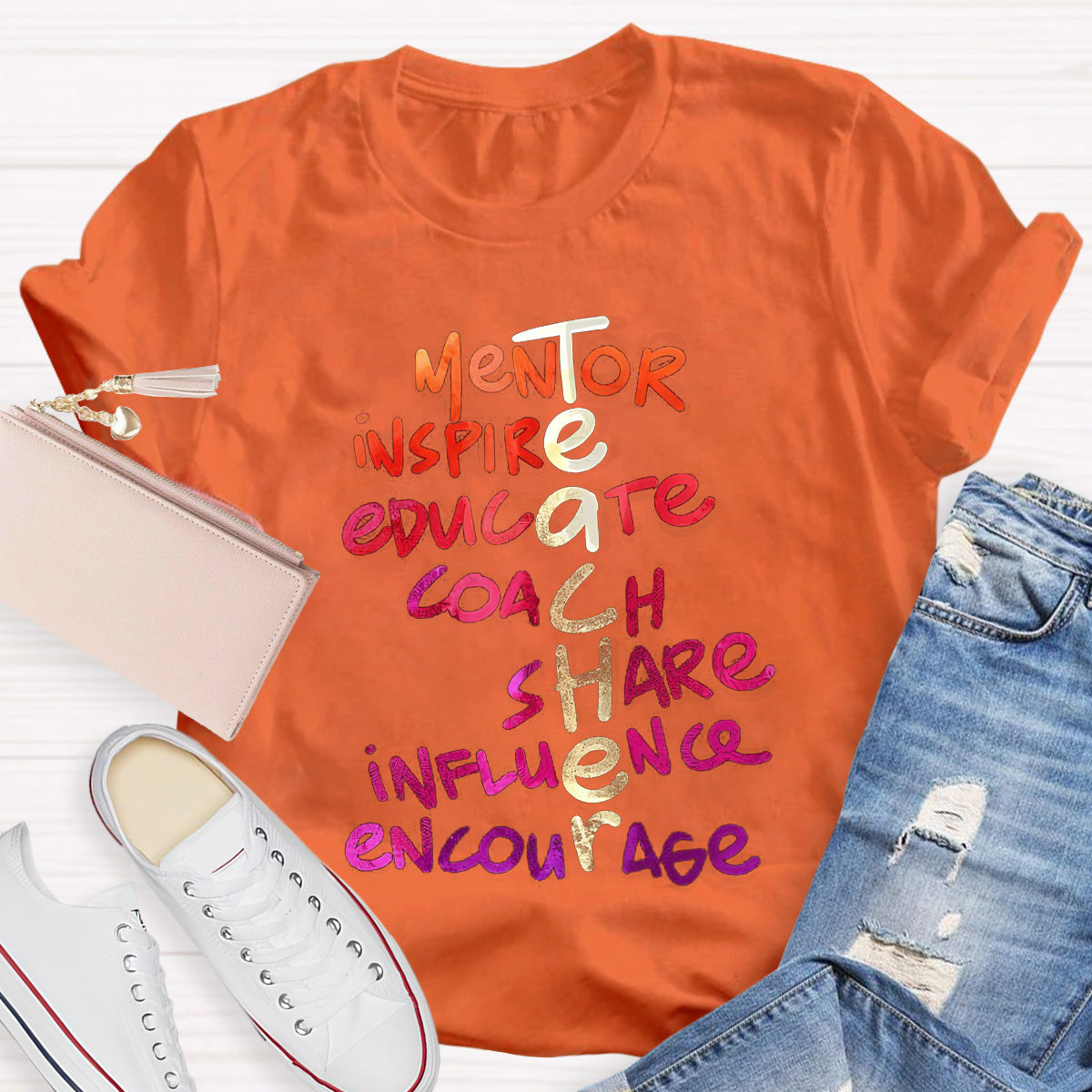 Golden Letters Mentor Teacher T-Shirt