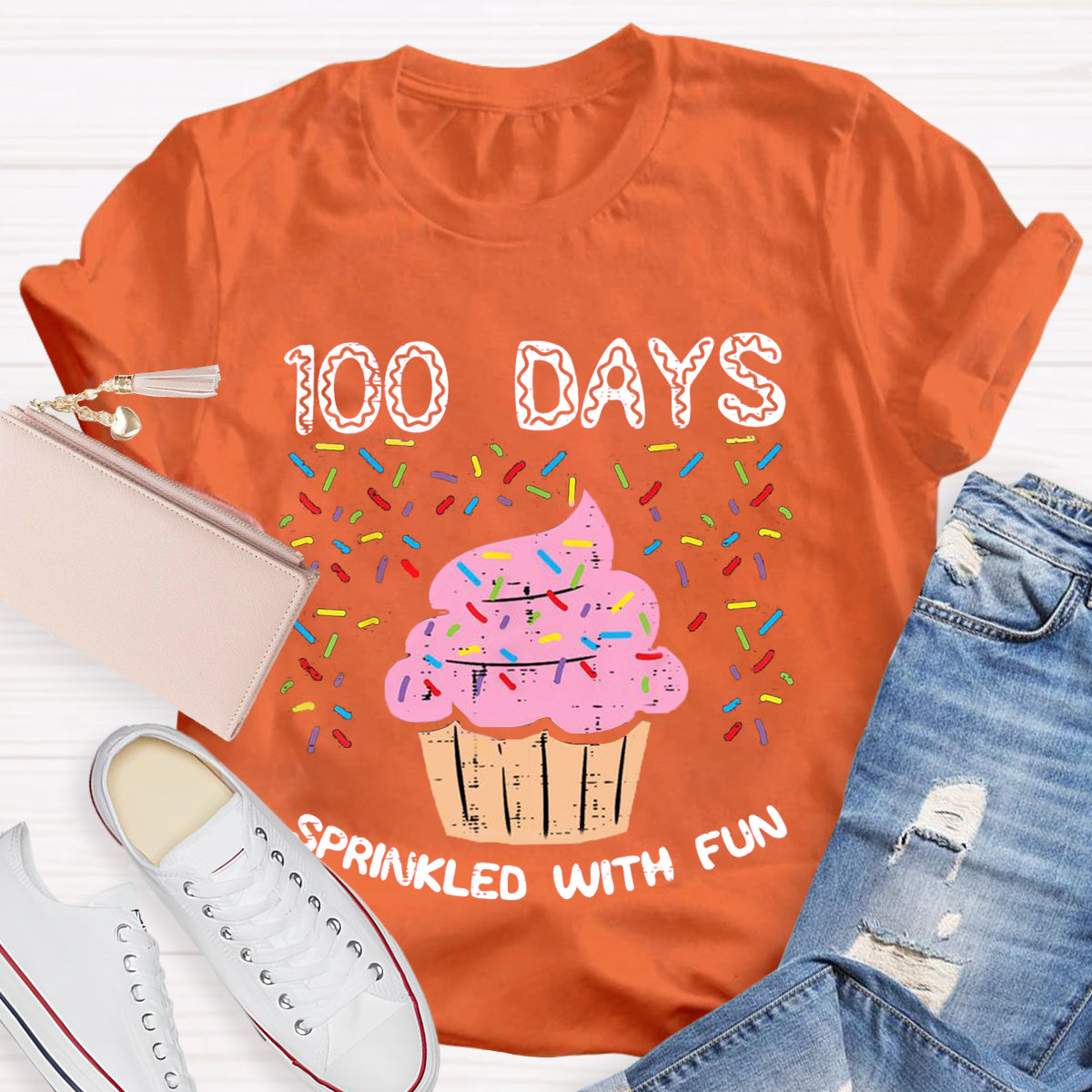 100 Days Sprinkled With Fun Cupcake Teacher T-Shirt