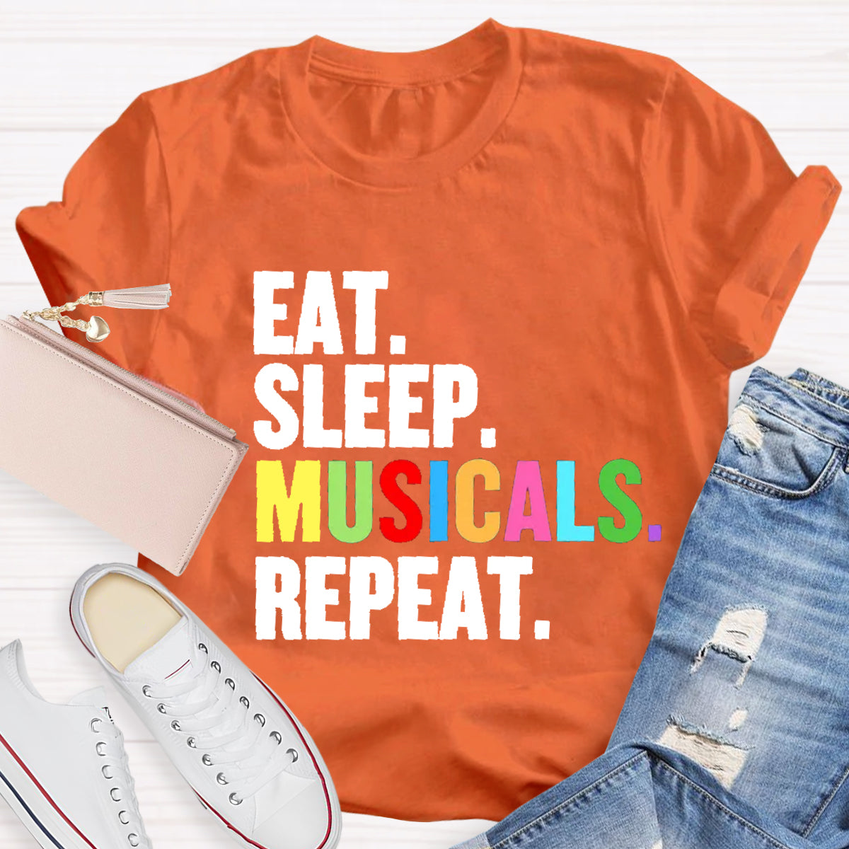 Eat Sleep Musicals Repeat  Teacher T-Shirt