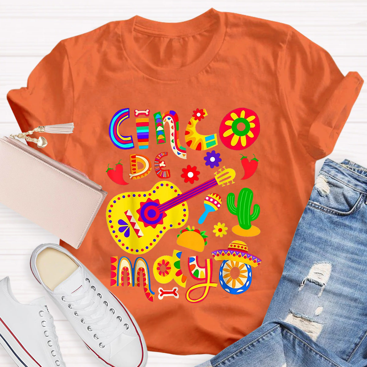 Cinco De Mayo Flower Teacher T-Shirt