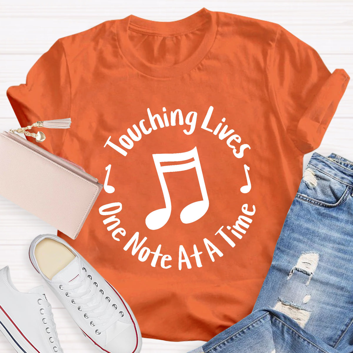 Touching Lives One Note At A Time Music Teacher T-Shirt