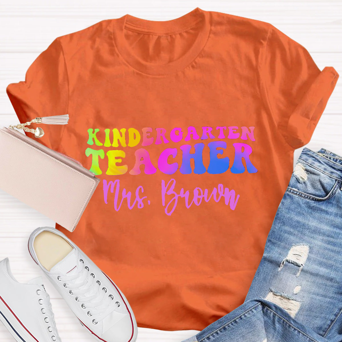 Personalized Name Kindergarten Teacher T-Shirt