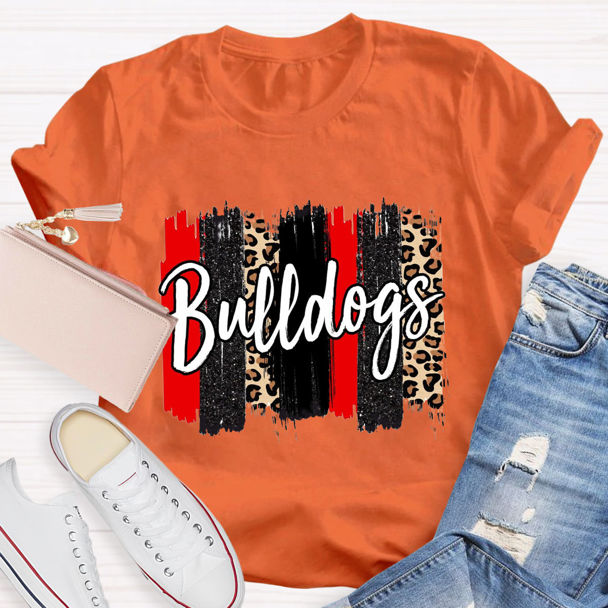 Personalized Team Mascot Red Leopard Teacher T-Shirt