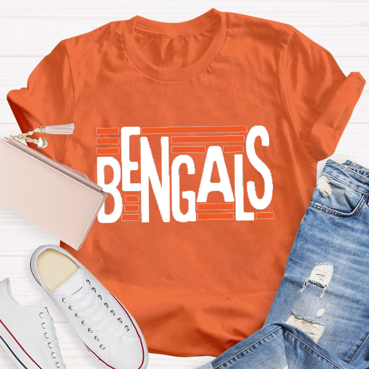 Personalized Mascot Bengals Black Letters  Teacher T-Shirt