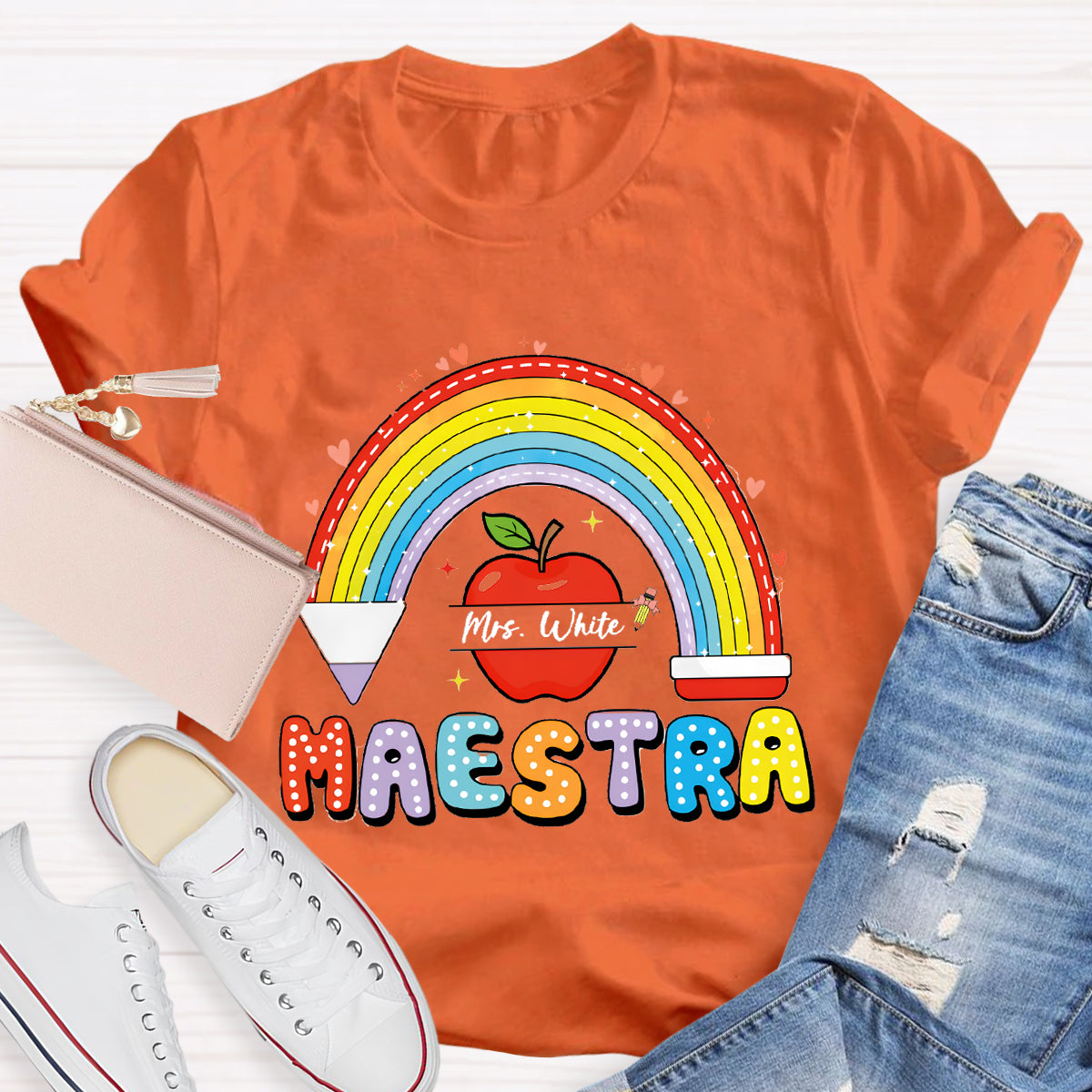 Personalized Name Mrs.White Teacher T-Shirt