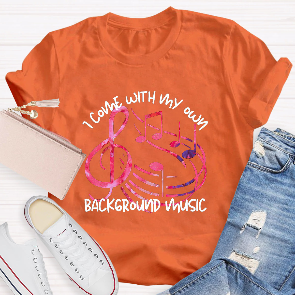 I Come With My own Background Music Teacher T-Shirt