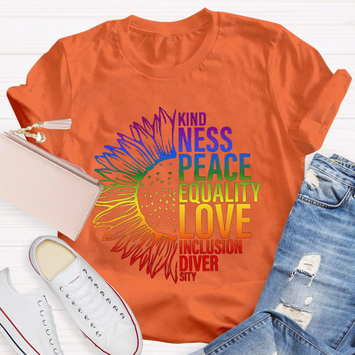 Kind Peace Love Teacher T-Shirt