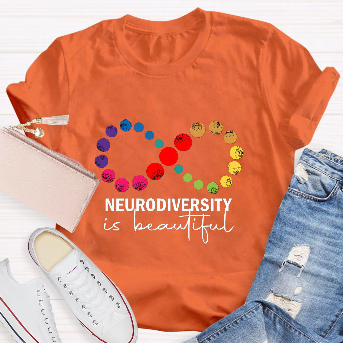 Neurodiversity is Beautiful Infinity Symbol Teacher T-Shirt