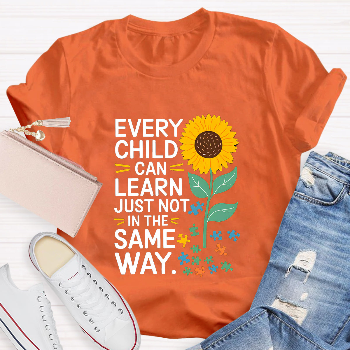 Every Child Can Learn Just Not In The Same Way Sunflower T-Shirt