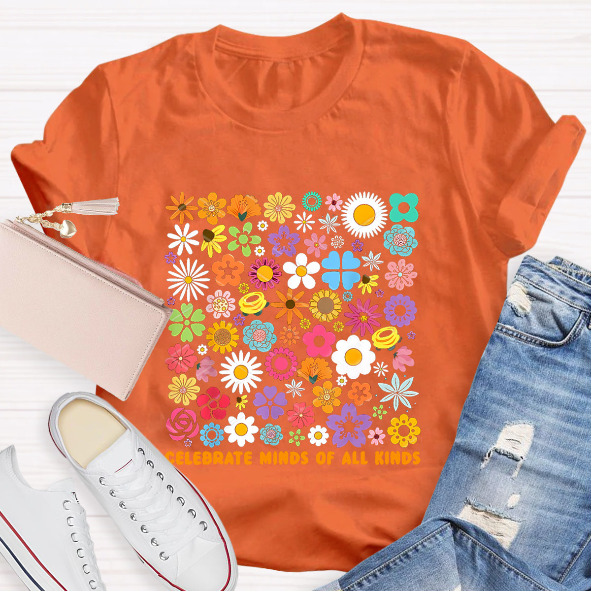 Colorful Flower Celebrate Minds of All Kinds T-Shirt