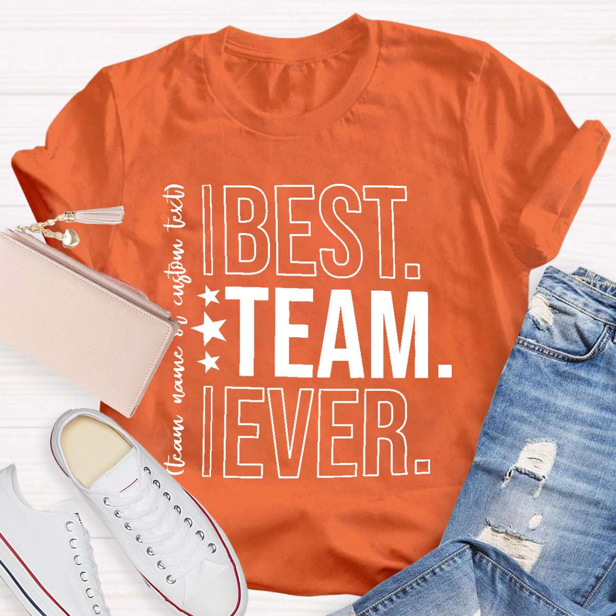 Personalized Best Team Ever Star Printed T-Shirt