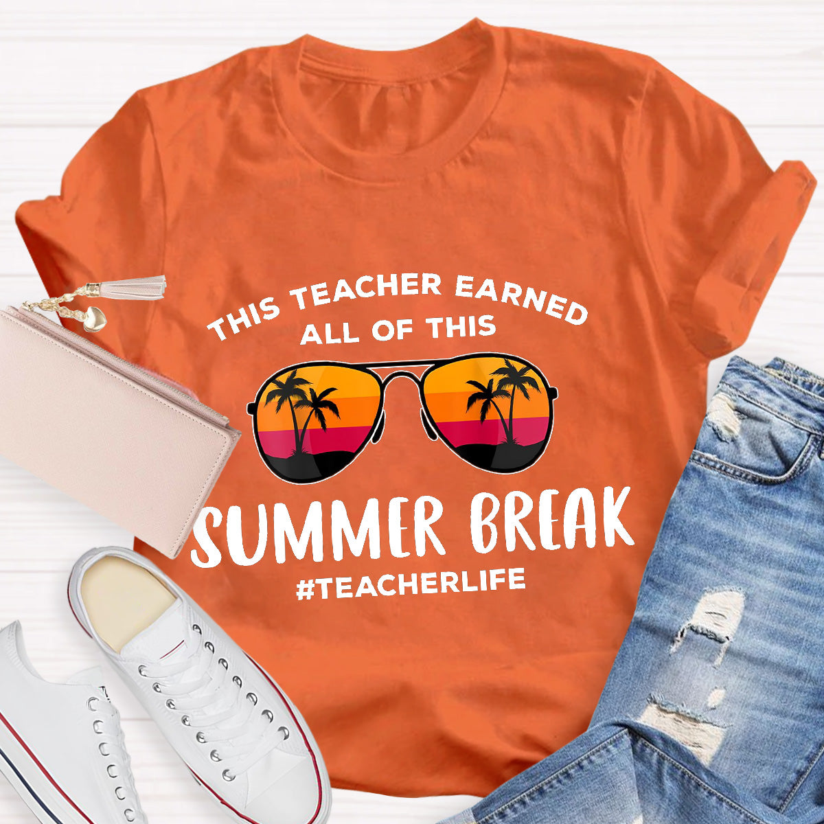 This Teacher Earned Summer Break Teacher Life Teacher T-Shirt